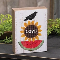 Bed skirts in bold colors for a statement - making lookCrow "Love" Sunflower & Watermelon Box Sign