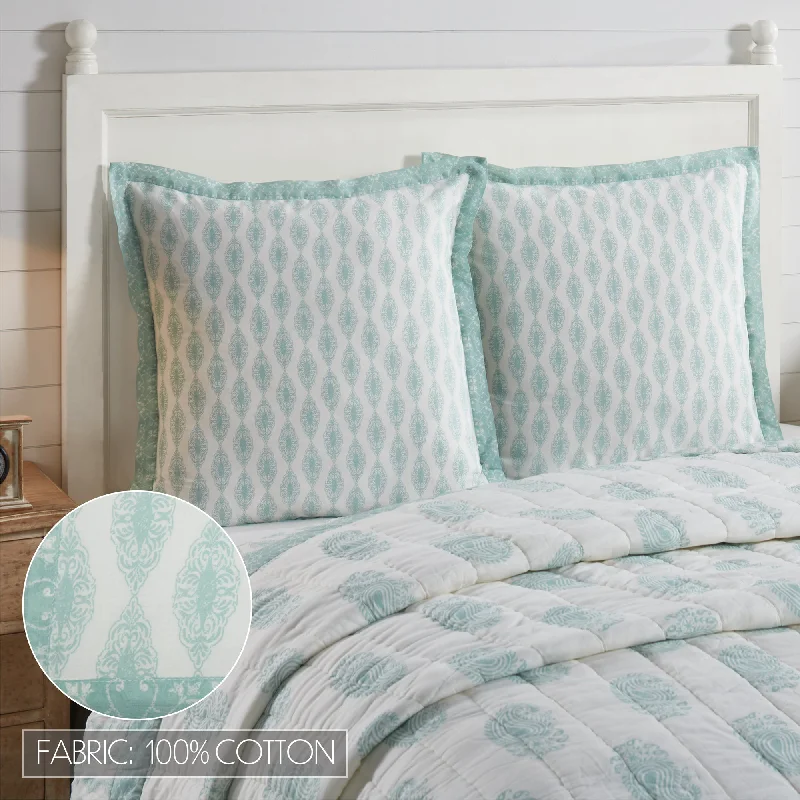 Bed skirts with a scalloped hem for a charming detailAvani Sea Glass Fabric Euro Sham 26x26