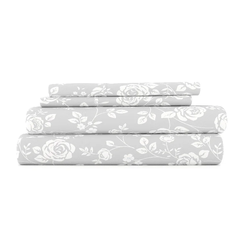 Organic Flannel Sheets for a Natural and Warm SleepRose Gray Pattern 4-Piece Sheet Set