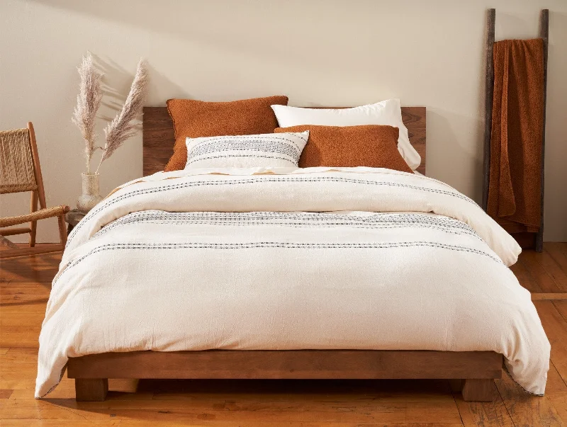 Linen - Cotton Blend Sheets for a Natural and Versatile OptionOrganic Rippled Stripe Duvet Cover