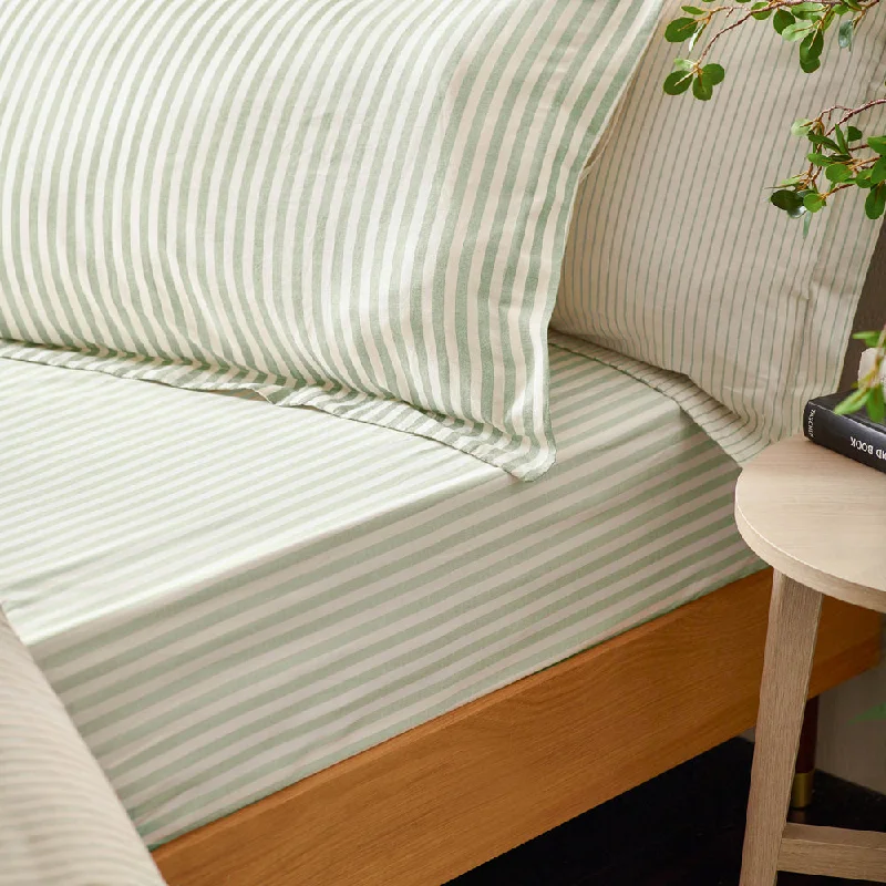 King - Size Sheet Sets with a Decorative Pillow SetHebden Striped Fitted Sheet Eucalyptus King - Size Sheet Sets with a Decorative Pillow SetHebden Striped Fitted Sheet Eucalyptus