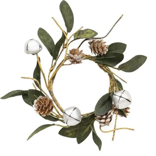 Queen - size bed skirts with ruffled edgesSilver Frosted Pine Cone & Bell Candle Ring Queen - size bed skirts with ruffled edgesSilver Frosted Pine Cone & Bell Candle Ring