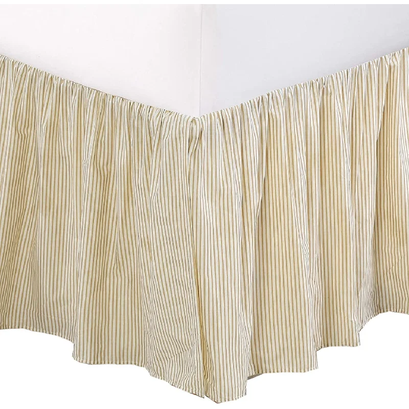 Bed skirts with a metallic thread for a touch of glamourCozy Line Golden Farmhouse Ticking Cotton Bed Skirt Cream Striped Ruffled Dust Ruffle, Tailored 16" Drop Bed skirts with a metallic thread for a touch of glamourCozy Line Golden Farmhouse Ticking Cotton Bed Skirt Cream Striped Ruffled Dust Ruffle, Tailored 16" Drop