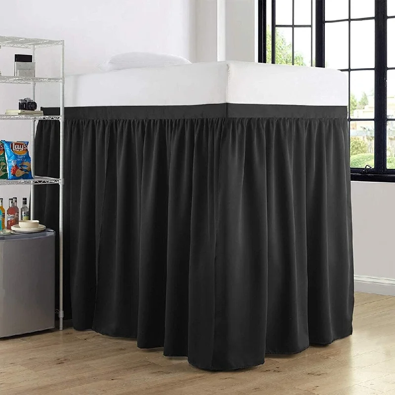 Floral - printed bed skirts for a feminine touchLuxury Plush Extended Dorm Sized Bed Skirt Panel with Ties (3 Panel) - For Raised or lofted beds Floral - printed bed skirts for a feminine touchLuxury Plush Extended Dorm Sized Bed Skirt Panel with Ties (3 Panel) - For Raised or lofted beds