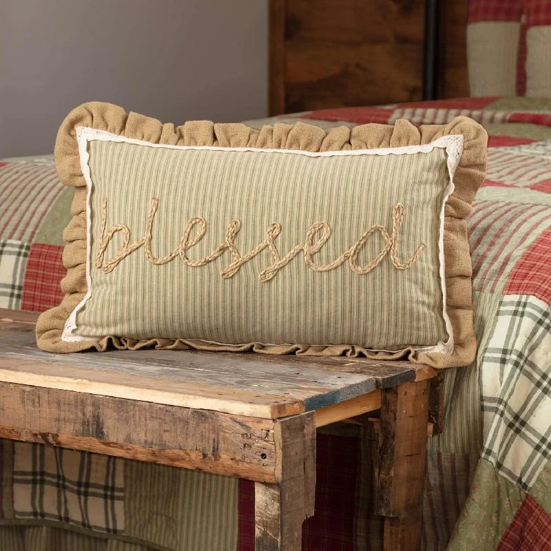 Round Pillows for Boho-Style InteriorsPrairie Winds Blessed Pillow 14x22 VHC Brands