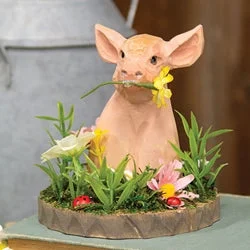 Bed skirts with a nautical themeWooden Floral Pig Bust on Base