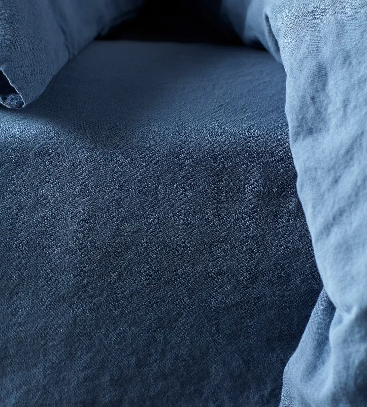 Polyester - Cotton Blend Sheets for Durability and ComfortBlue Cotton Linen Fitted Sheet