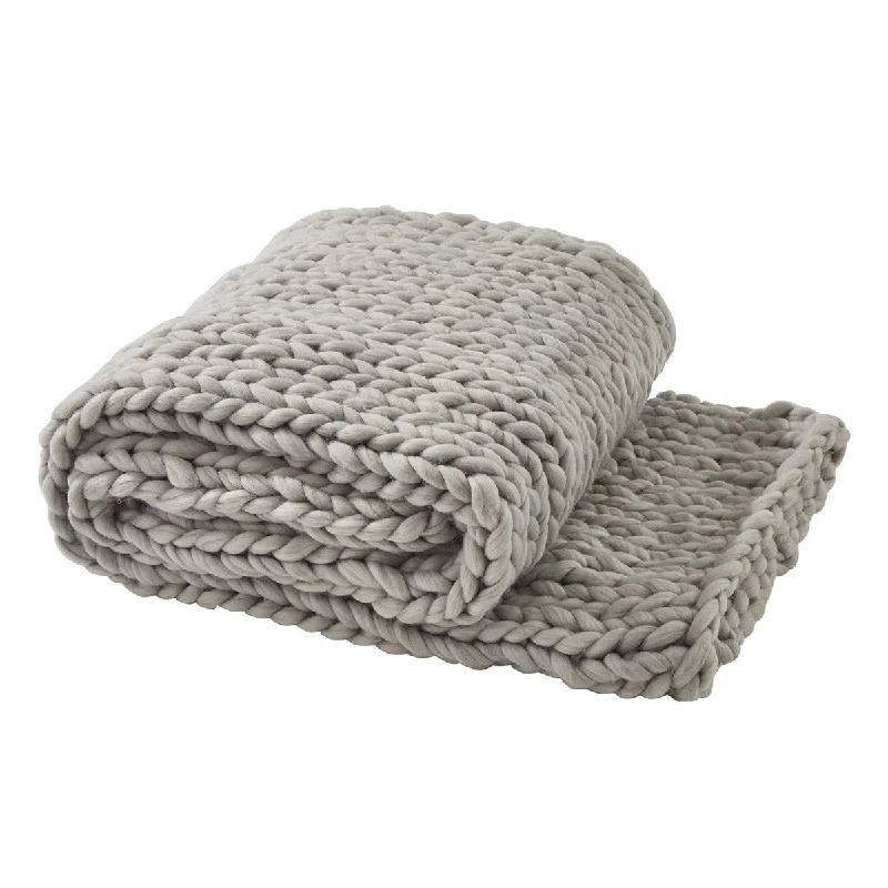 Fleece - backed waterproof car seat blankets​Chunky Knit Throw - Fog