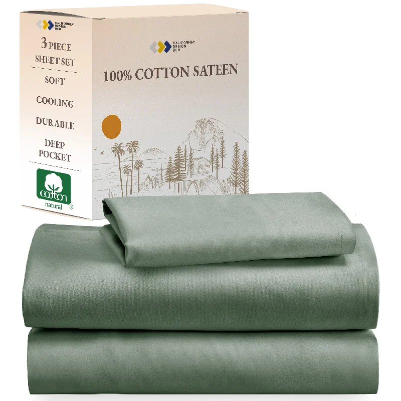 Moisture - Wicking Cotton Sheets for a Dry and Comfortable SleepSheet Set - 100% Cotton Sateen - Everyday Soft