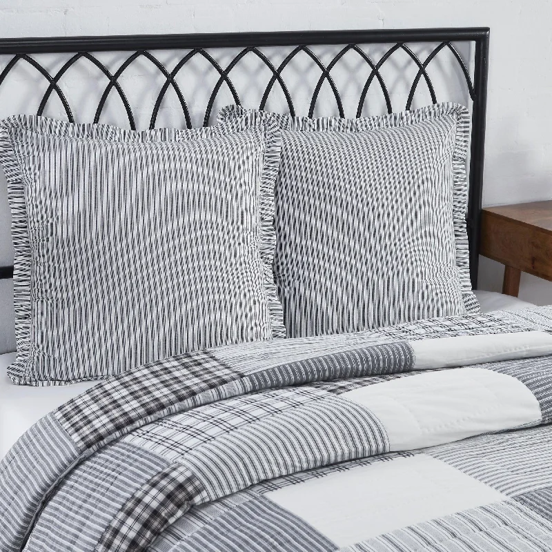 Bolster Pillows for Sofa DecorationSawyer Mill Black Ticking Stripe Fabric Euro Sham 26x26 VHC Brands