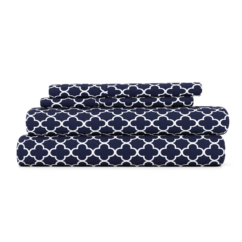 Quilted Cotton Sheets for a Warm and Inviting BedQuatrefoil Pattern 4-Piece Sheet Set