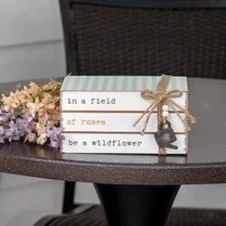 Bed skirts in neutral colors for easy pairingIn a Field of Roses Be a Wildflower Wooden Book Stack Bed skirts in neutral colors for easy pairingIn a Field of Roses Be a Wildflower Wooden Book Stack