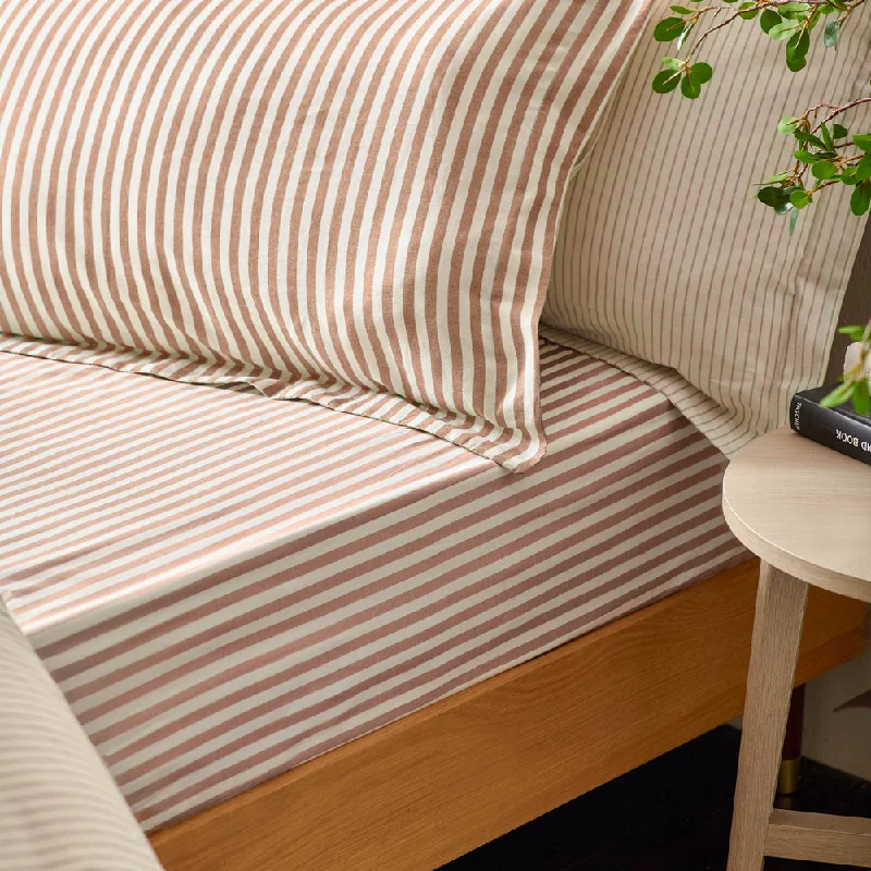 Anti - Pill Microfiber Sheets for a Smooth AppearanceHebden Striped Fitted Sheet Pecan
