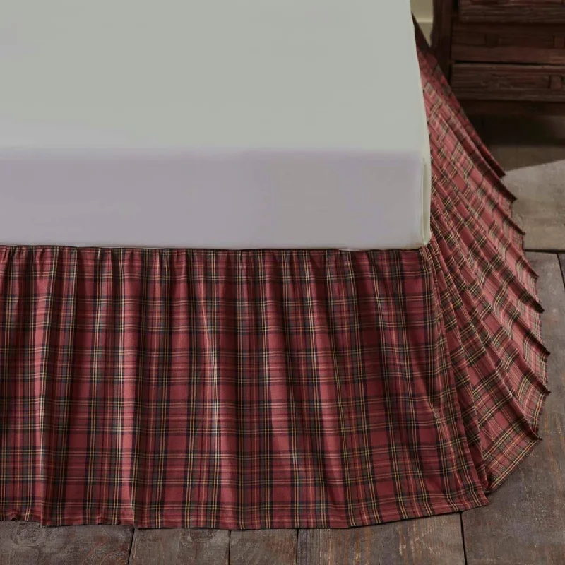 Bed skirts with a geometric cut - out designTartan Red Plaid Bed Skirt