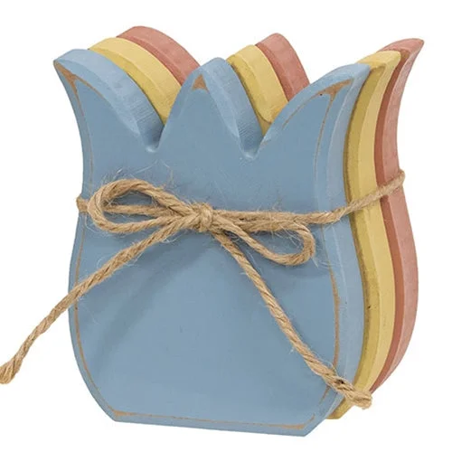 Bed skirts with a vintage - inspired pattern3/Set Distressed Wooden Tulip Head Bundle
