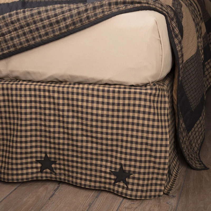 Cotton bed skirts for a soft and breathable lookBlack Check Star Bed Skirt