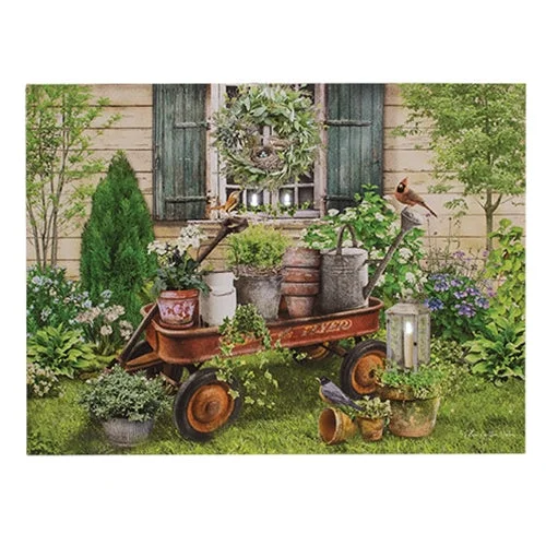 Bed skirts with a shabby - chic styleLighted Garden Wagon Canvas Print