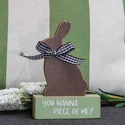 Bed skirts with a herringbone pattern for a sophisticated lookYou Wanna Piece of Me Chocolate Bunny on Base