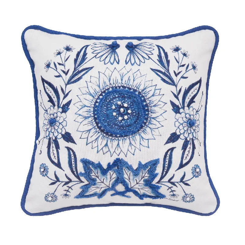 Silk Pillows for Smooth Skin and HairBlue Harvest Sunflower Mini Pillow