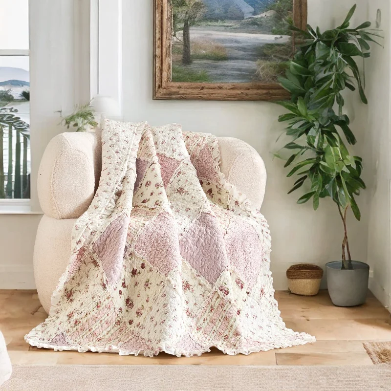 Bohemian - style fringed tapestry blanketsCashmere blankets for ultimate softness and luxuryDaDalogy Cotton Patchwork Throw Blanket - Floral Cottage Quilted Reversible Blush Pink & Cream Shabby Chic Botanical Ruffle Design - Vintage Garden Rose Pastel Accents - 50 x 60 Bohemian - style fringed tapestry blanketsCashmere blankets for ultimate softness and luxuryDaDalogy Cotton Patchwork Throw Blanket - Floral Cottage Quilted Reversible Blush Pink & Cream Shabby Chic Botanical Ruffle Design - Vintage Garden Rose Pastel Accents - 50 x 60