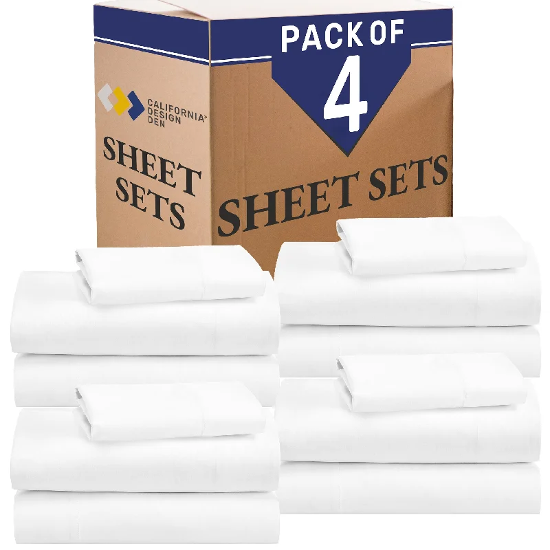 Queen - Size Sheet Sets with a European Pillowcase SetBulk Pack of 4 Sheet Sets Mixed High Thread Count Open Box White