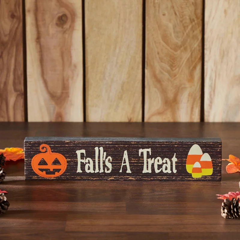 Bed skirts with a scalloped hem for a charming detailFall's A Treat MDF Sign 3x14x1