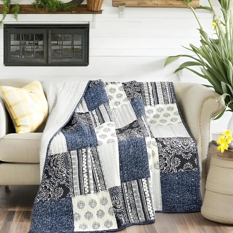 Hypoallergenic bamboo fiber blanketsCotton blankets for breathability and a lightweight feelDaDalogy Navy Blue Patchwork Quilted Lap Throw Blanket – Farmhouse Cottage Style Cotton Throw – Ideal for Sofa or Bed – 50" x 60" Hypoallergenic bamboo fiber blanketsCotton blankets for breathability and a lightweight feelDaDalogy Navy Blue Patchwork Quilted Lap Throw Blanket – Farmhouse Cottage Style Cotton Throw – Ideal for Sofa or Bed – 50" x 60"