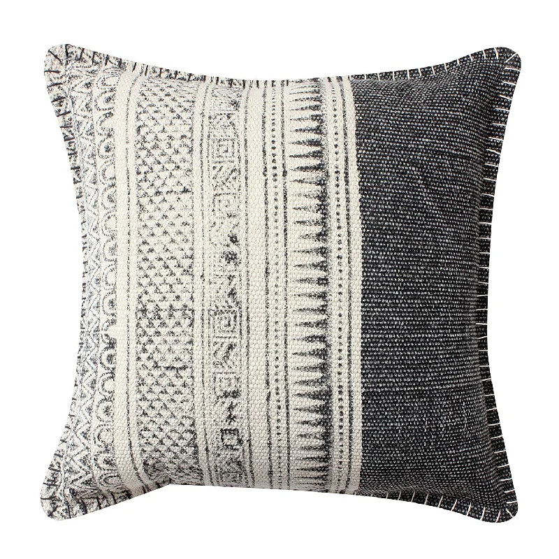 Orthopedic Pillows for Back Pain ReliefBenzara 18 x 18 Hand Woven Cotton Dhurri Pillow with Block Print, White and Gray Orthopedic Pillows for Back Pain ReliefBenzara 18 x 18 Hand Woven Cotton Dhurri Pillow with Block Print, White and Gray