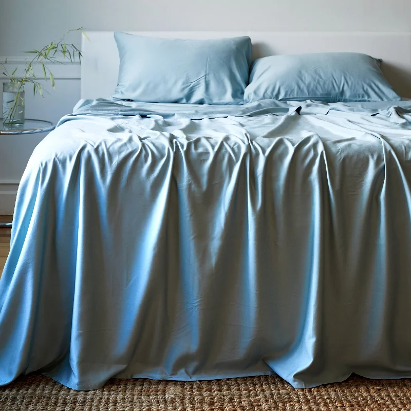 Moisture - Wicking Cotton Sheets for a Dry and Comfortable SleepBedVoyage Luxury 100% Viscose from Bamboo Bed Sheet Set - Sky Moisture - Wicking Cotton Sheets for a Dry and Comfortable SleepBedVoyage Luxury 100% Viscose from Bamboo Bed Sheet Set - Sky