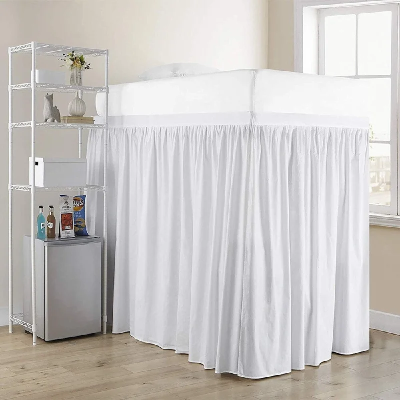 Bed skirts with a geometric cut - out designExtended Dorm Sized Cotton Bed Skirt Panel with Ties (3 Panel Set) Bed skirts with a geometric cut - out designExtended Dorm Sized Cotton Bed Skirt Panel with Ties (3 Panel Set)