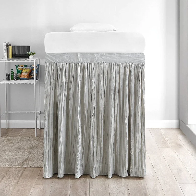 Bed skirts with a country - style patternCrinkle Extended Bed Skirt Twin XL (3 Panel Set) - Silver Birch