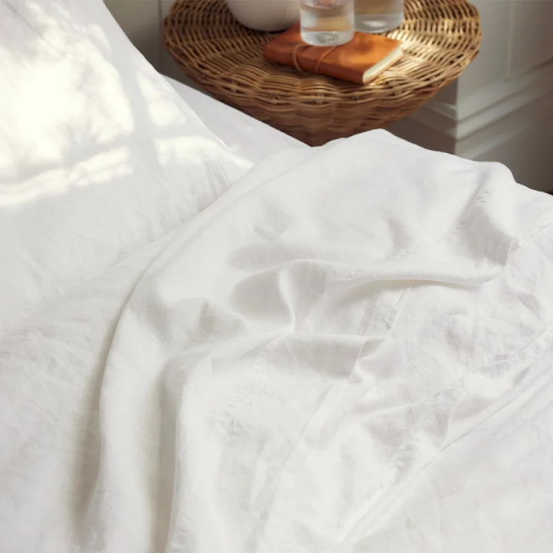 Sheet Sets with Multiple Pillowcase OptionsWhite Linen Blend Flat Sheet
