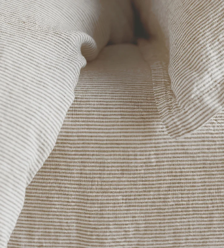 Wrinkle - Free Polyester Sheets for a Low - Maintenance BedNatural Sid Stripe 100% Linen Fitted Sheet