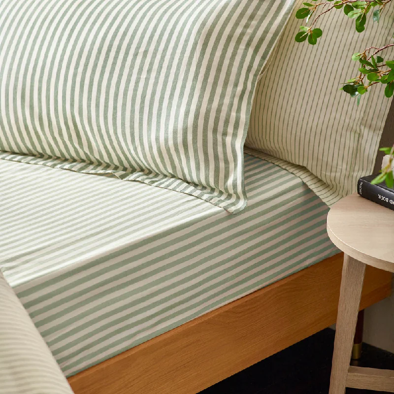 Polyester - Cotton Blend Sheets for Durability and ComfortHebden Striped Fitted Sheet Forest Polyester - Cotton Blend Sheets for Durability and ComfortHebden Striped Fitted Sheet Forest