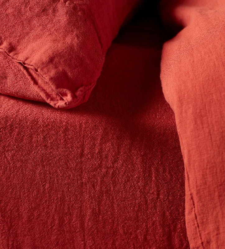 Organic Flannel Sheets for a Natural and Warm SleepPaprika 100% Linen Fitted Sheet