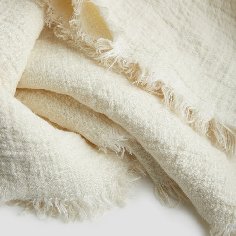 Elegant silk - lined satin throw blankets​Cream Linen Crinkle Throw