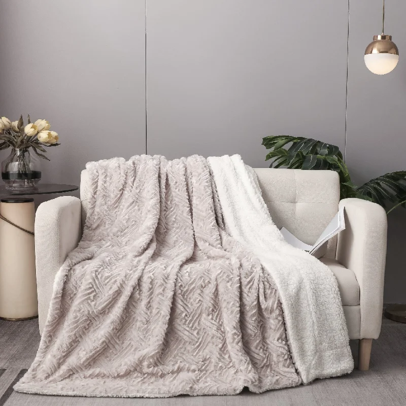 Moisture - wicking athletic performance blanketsWool blankets with natural warmth and insulationDaDalogy Bedding Lavender Grey Faux Fur Throw Blanket - Dreamy Geometric Embossed Sherpa Backside - Super Soft Warm Cozy Plush Fluffy Moisture - wicking athletic performance blanketsWool blankets with natural warmth and insulationDaDalogy Bedding Lavender Grey Faux Fur Throw Blanket - Dreamy Geometric Embossed Sherpa Backside - Super Soft Warm Cozy Plush Fluffy