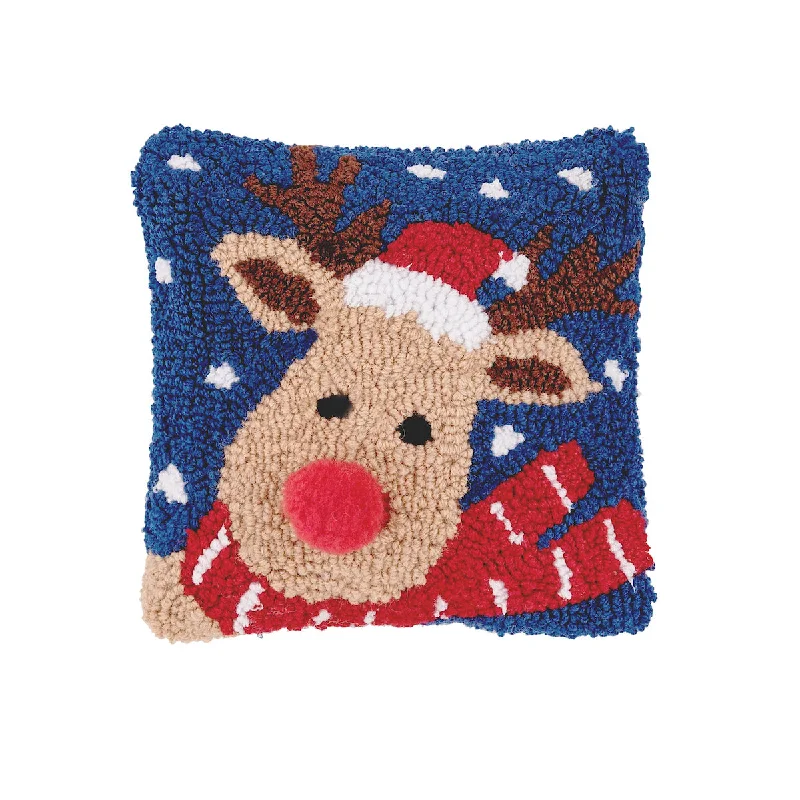 Kids Pillows with Fun DesignsChristmas Reindeer Hooked Mini Pillow