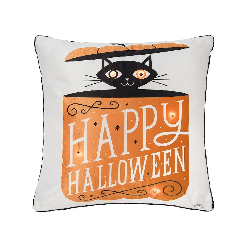 Soft and Fluffy Pillows for Bedroom ComfortFestive Fright Cat LED Pillow