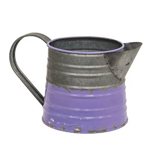 Bed skirts with a wrinkle - resistant fabricMini Violet & Galvanized Metal Water Pitcher