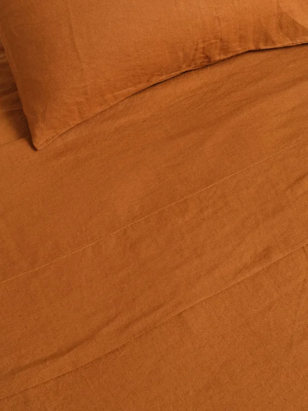 Linen - Cotton Blend Sheets for a Natural and Versatile Option100% Linen Flat Sheet in Tobacco Linen - Cotton Blend Sheets for a Natural and Versatile Option100% Linen Flat Sheet in Tobacco
