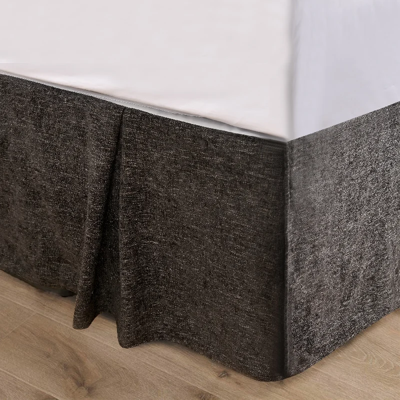 Bed skirts with a damask pattern for an elegant lookHiEnd Accents Hamilton Black Chenille Bed Skirt