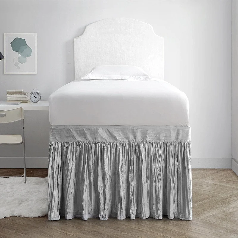 Bed skirts with a jacquard weave for a textured lookCrinkle Twin XL 30-inch Drop 3 Panel Bed Skirt Bed skirts with a jacquard weave for a textured lookCrinkle Twin XL 30-inch Drop 3 Panel Bed Skirt