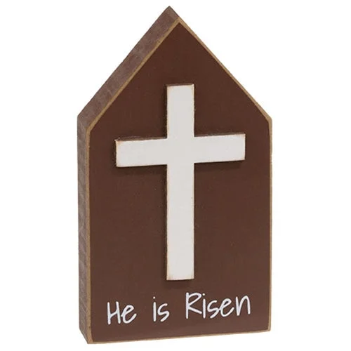 Full - size bed skirts with a gathered fabricHe Is Risen Wooden Block Sitter