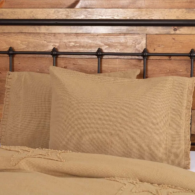 Silk Pillows for Smooth Skin and HairBurlap Natural Standard Pillow Case w/ Fringed Ruffle Set of 2 21x30 VHC Brands