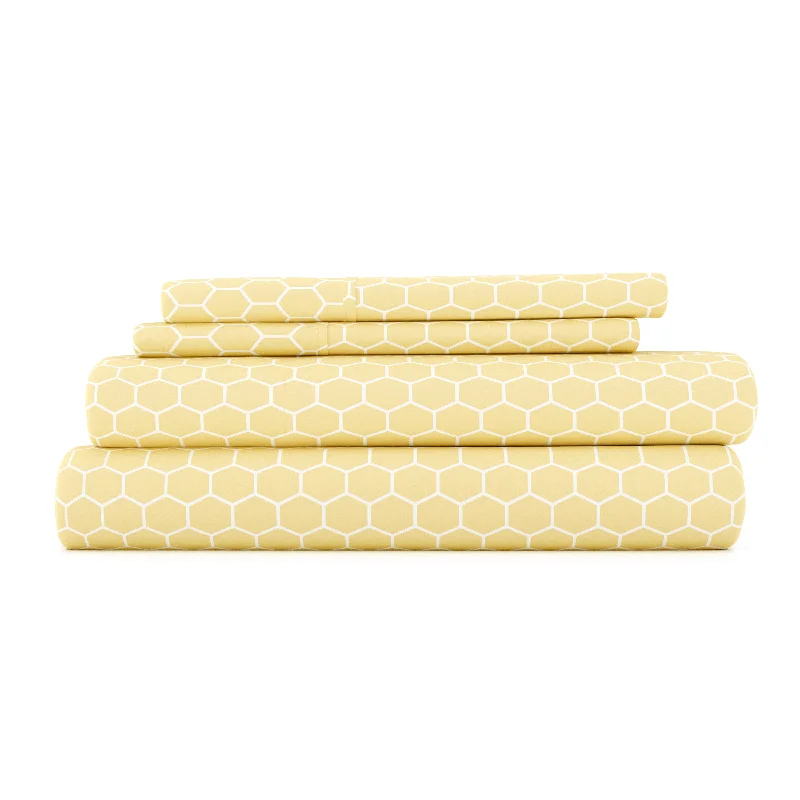 King - Size Sheet Sets with a Decorative Pillow SetHoneycomb Pattern 4-Piece Sheet Set King - Size Sheet Sets with a Decorative Pillow SetHoneycomb Pattern 4-Piece Sheet Set