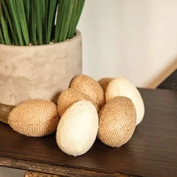 King - size bed skirts in solid colors9/Set Natural & Ivory Burlap Eggs