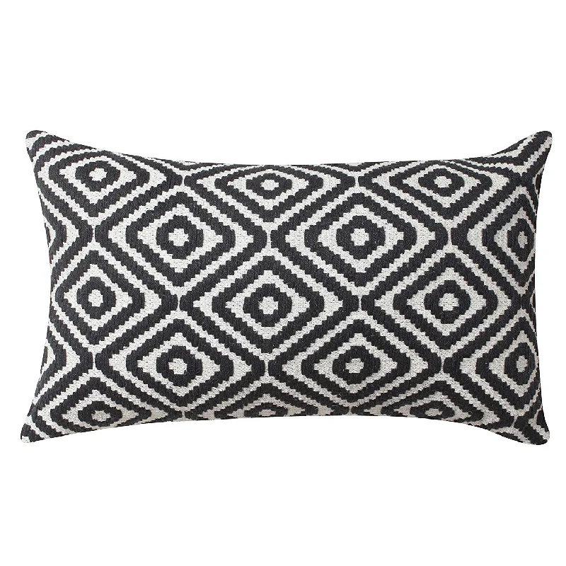 Back Support Pillows for Office ChairsBenzara 12 x 20 Cotton Hand Woven Dhurri Pillow with Diamond Pattern, Black and White Back Support Pillows for Office ChairsBenzara 12 x 20 Cotton Hand Woven Dhurri Pillow with Diamond Pattern, Black and White