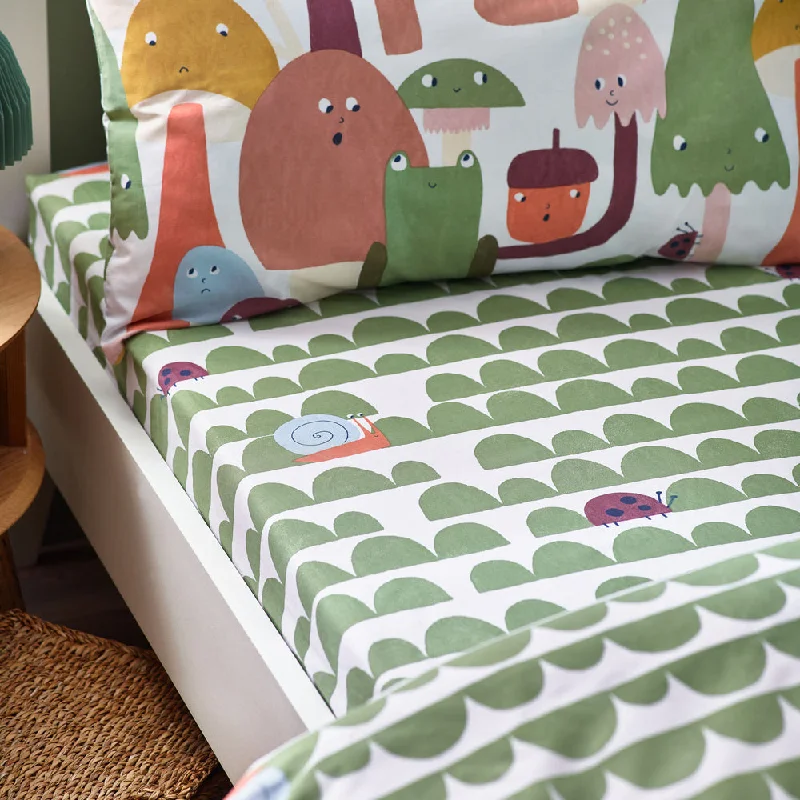 Queen - Size Sheet Sets with a European Pillowcase SetFunguys Geometric Fitted Bed Sheet Multicolour/Green