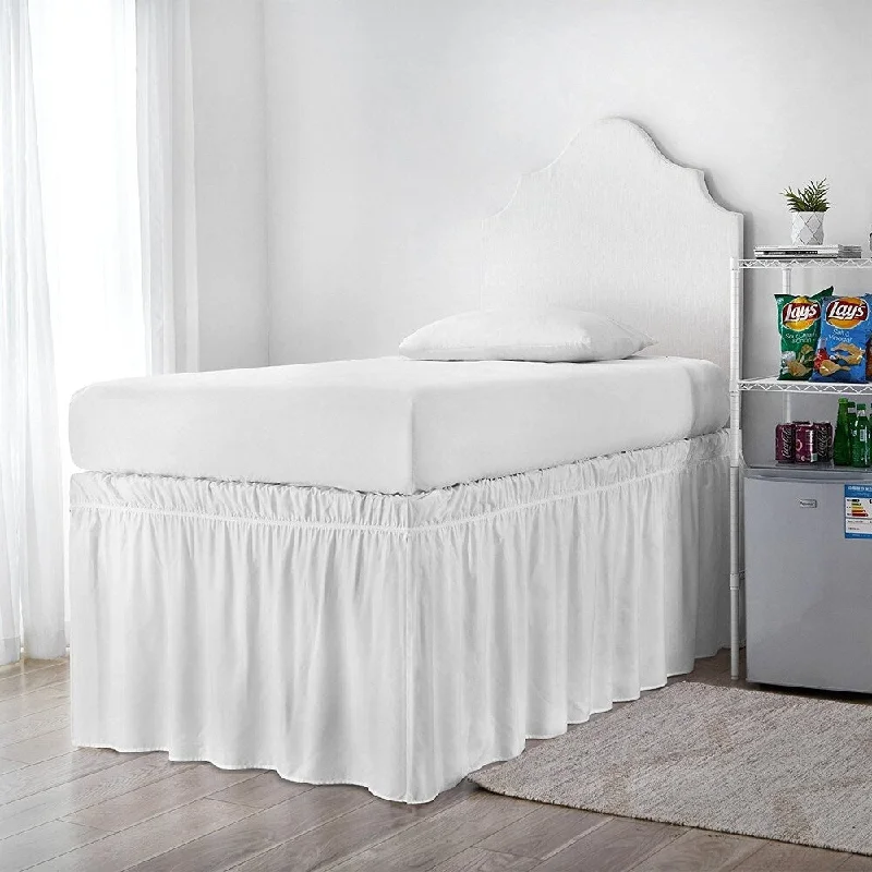 Bed skirts with a modern minimalist designRuffled Dorm Sized Bed Skirt - White